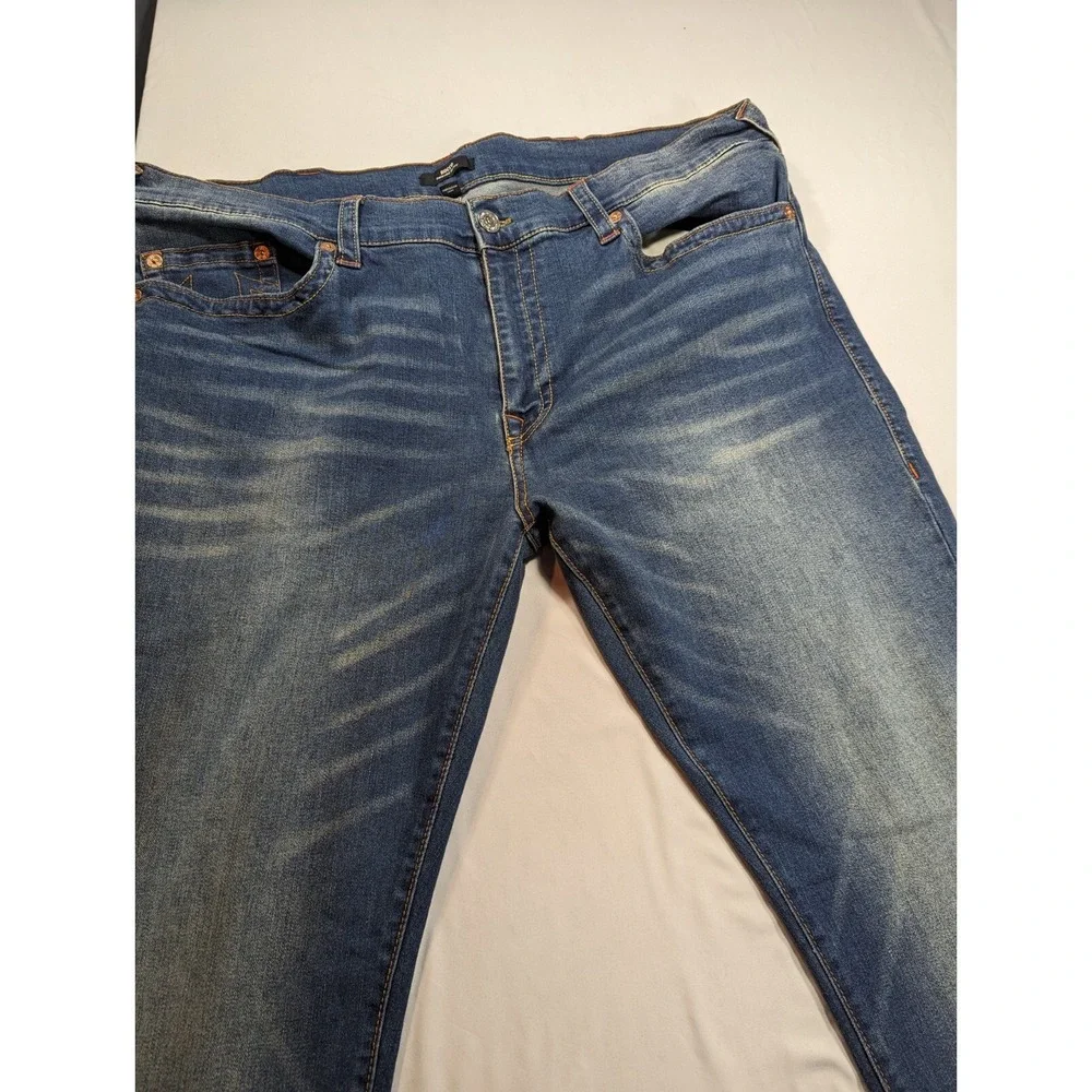True Religion Jeans Mens 44x30 Blue Denim Rocco Relaxed‎ Skinny Flex Comfort